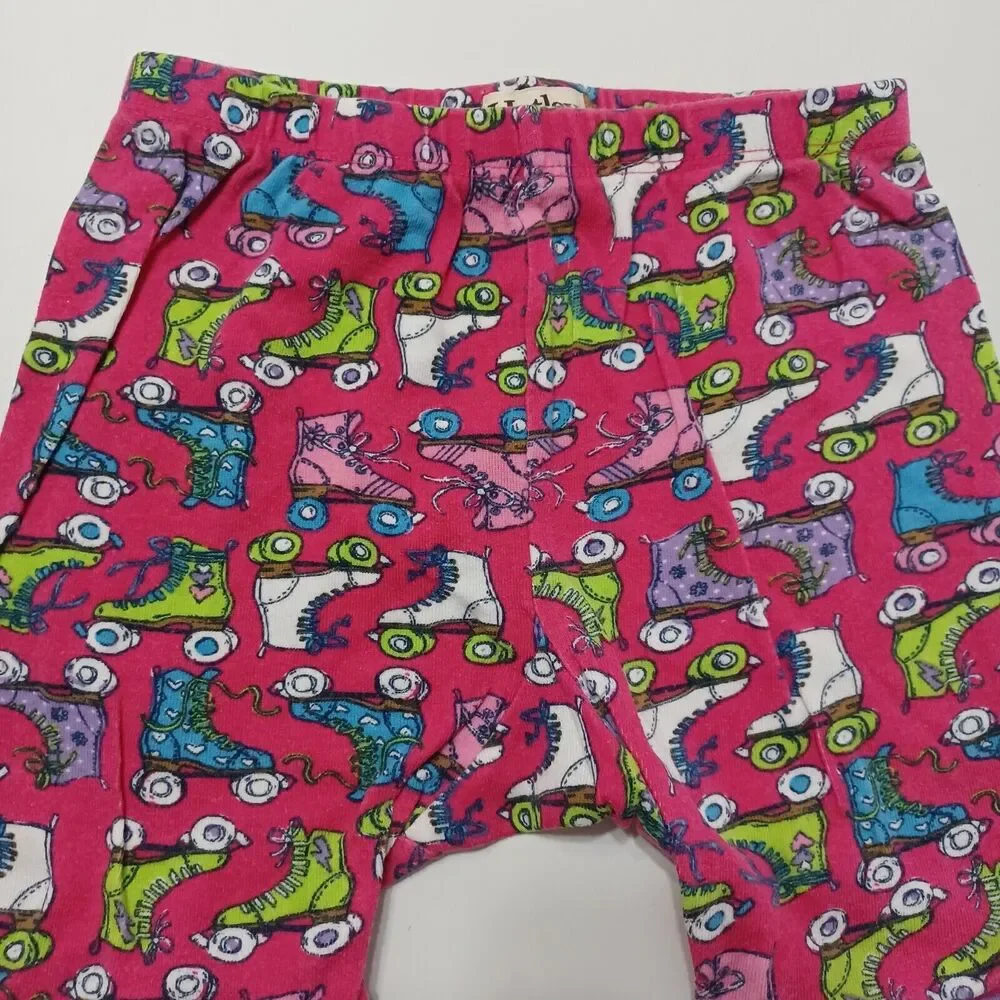 Hatley Girls 6 Sleep Shorts Pink Colorful Roller Skates‎ Elastic Pull On Waist